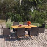 vidaXL 7-delige Tuinset poly rattan zwart