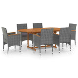 vidaXL 7-piece Garden Dining Set Poly Rattan Black