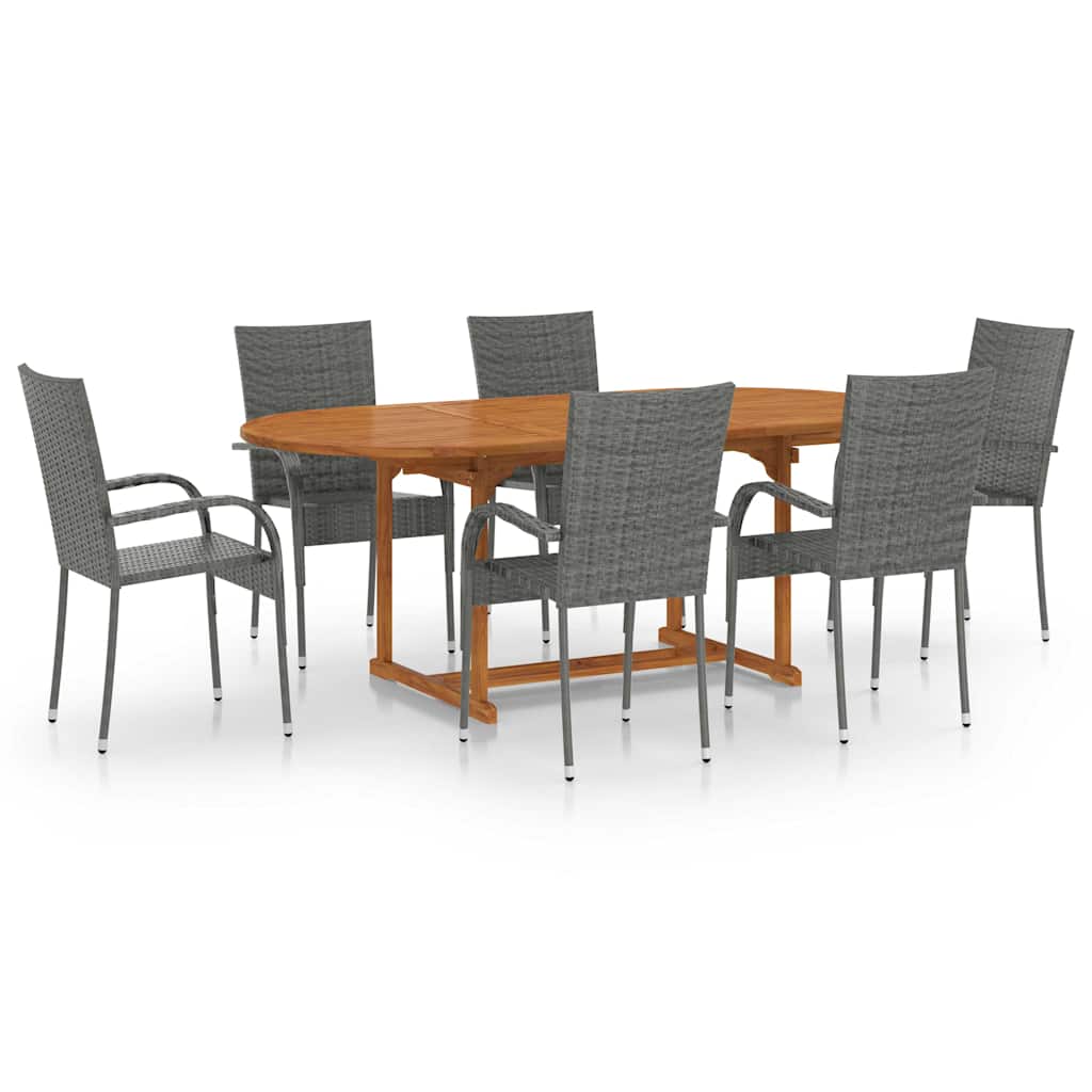 vidaXL 7-delige Tuinset poly rattan bruin