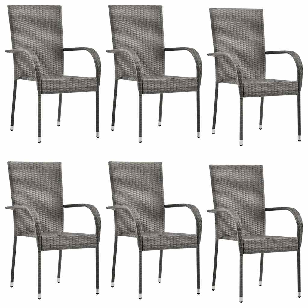 vidaXL 7-delige Tuinset poly rattan bruin