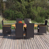 vidaXL 7-delige Tuinset poly rattan zwart