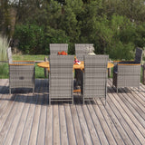 vidaXL 7-delige Tuinset poly rattan zwart