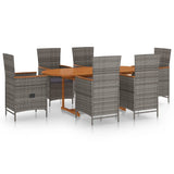 vidaXL 7-delige Tuinset poly rattan zwart