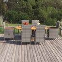 vidaXL 7-delige Tuinset poly rattan zwart
