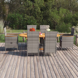 vidaXL 7-delige Tuinset poly rattan zwart