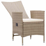 vidaXL 7-delige Tuinset poly rattan zwart