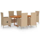 vidaXL 7-delige Tuinset poly rattan zwart