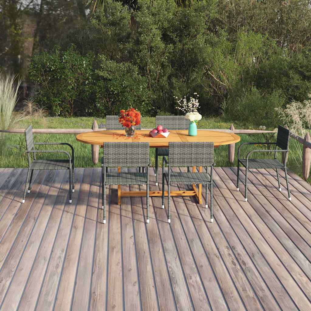 vidaXL 7-Piece Garden Dining Set Poly Rattan Anthracite