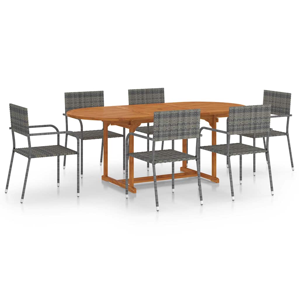 vidaXL 7-Piece Garden Dining Set Poly Rattan Anthracite