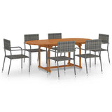 vidaXL 7-Piece Garden Dining Set Poly Rattan Anthracite