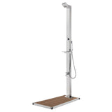 vidaXL Outdoor Shower with Brown Base 225 cm Stainless Steel