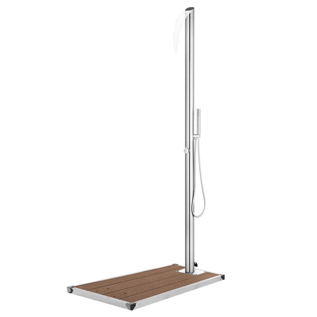 vidaXL Outdoor Shower with Brown Base 225 cm Stainless Steel