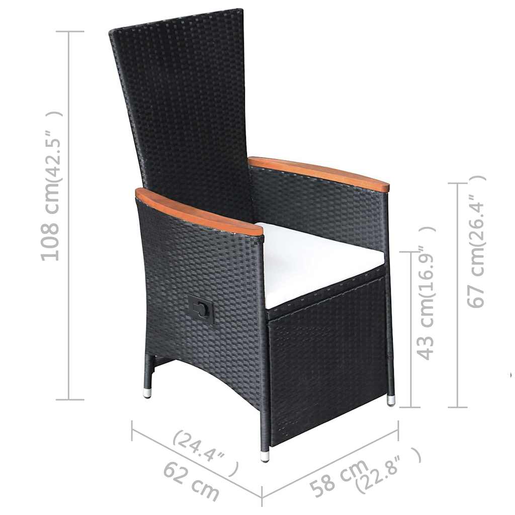 vidaXL 5-delige Tuinset zwart