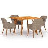 vidaXL 5-piece Garden Dining Set Brown