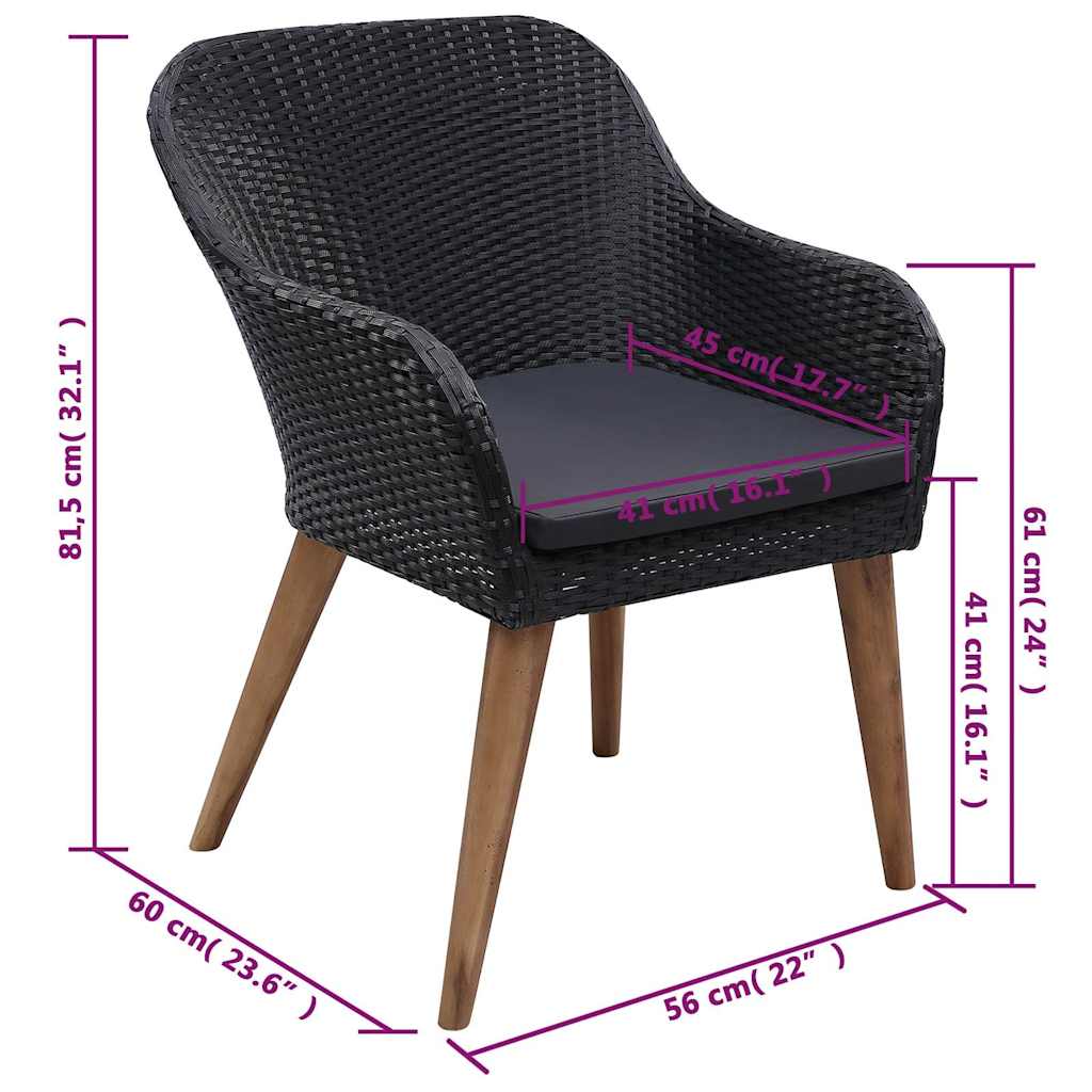 vidaXL 5-delige Tuinset zwart