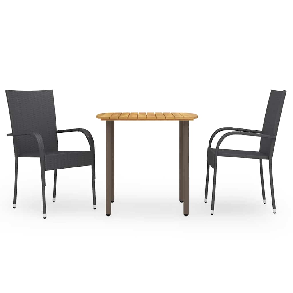 vidaXL 3-Piece Garden Dining Set Poly Rattan Brown
