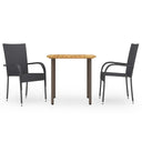 vidaXL 3-Piece Garden Dining Set Poly Rattan Brown