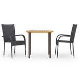 vidaXL 3-Piece Garden Dining Set Poly Rattan Brown