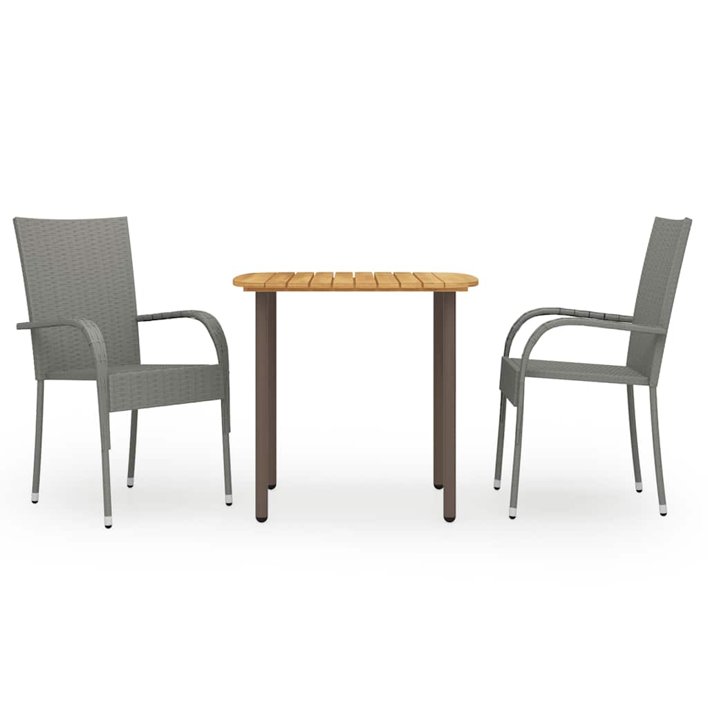 vidaXL 3-Piece Garden Dining Set Poly Rattan Brown