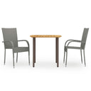 vidaXL 3-Piece Garden Dining Set Poly Rattan Brown