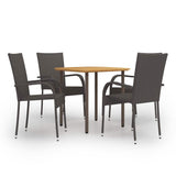 vidaXL 3-Piece Garden Dining Set Poly Rattan Brown