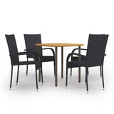 vidaXL 3-Piece Garden Dining Set Poly Rattan Brown