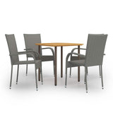 vidaXL 3-Piece Garden Dining Set Poly Rattan Brown