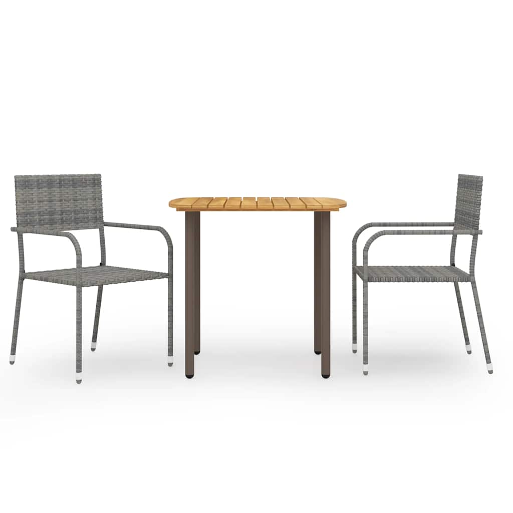 vidaXL 3-delige Tuinset poly rattan zwart