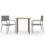 vidaXL 3-delige Tuinset poly rattan zwart