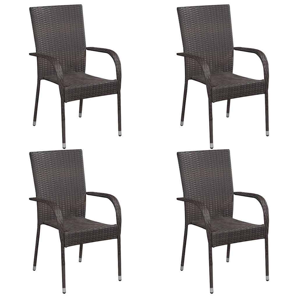 vidaXL 5-delige Tuinset poly rattan bruin