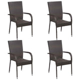 vidaXL 5-delige Tuinset poly rattan bruin