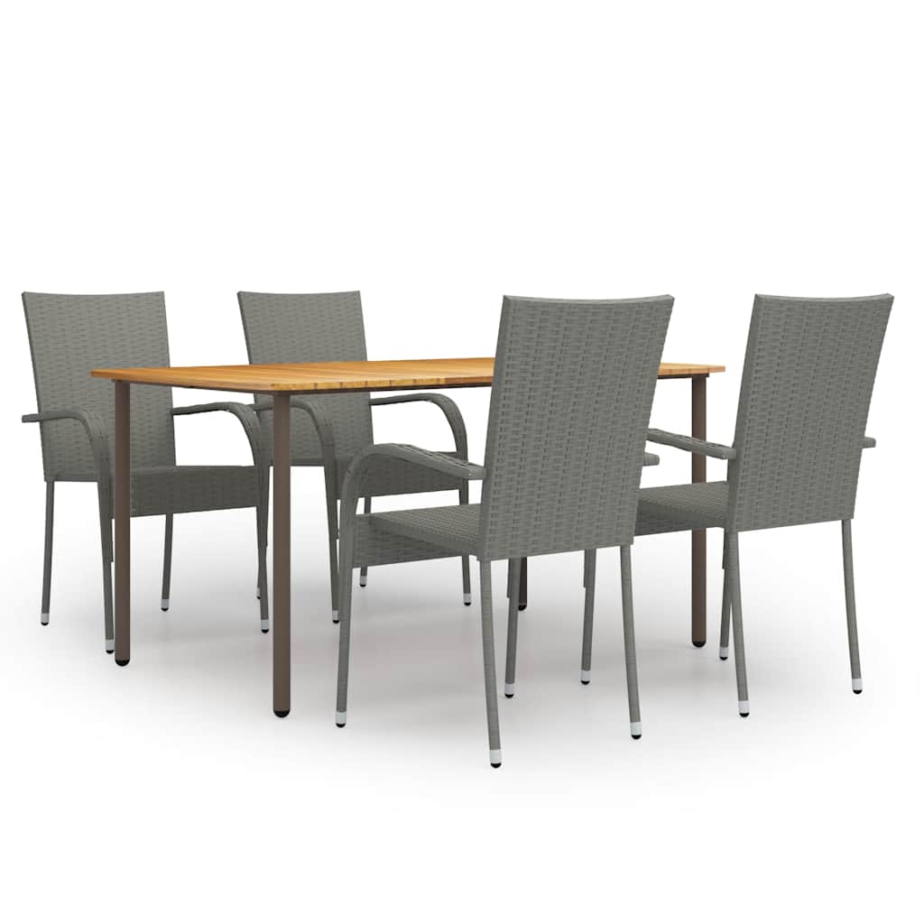 vidaXL 5-delige Tuinset poly rattan bruin