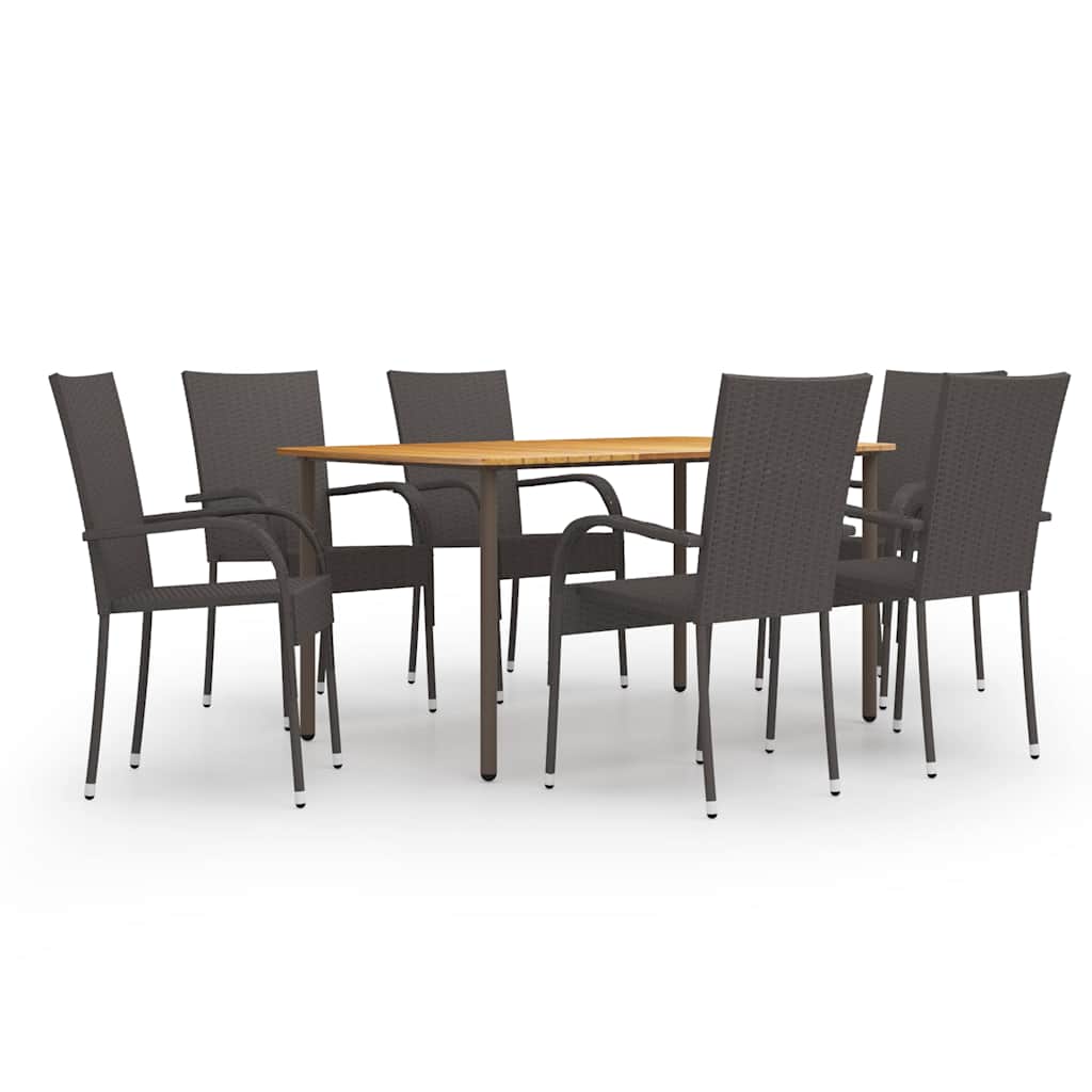 vidaXL 5-delige Tuinset poly rattan bruin