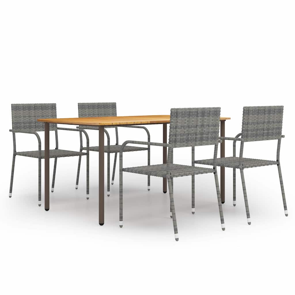 vidaXL 5-delige Tuinset poly rattan zwart