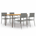 vidaXL 5-delige Tuinset poly rattan zwart