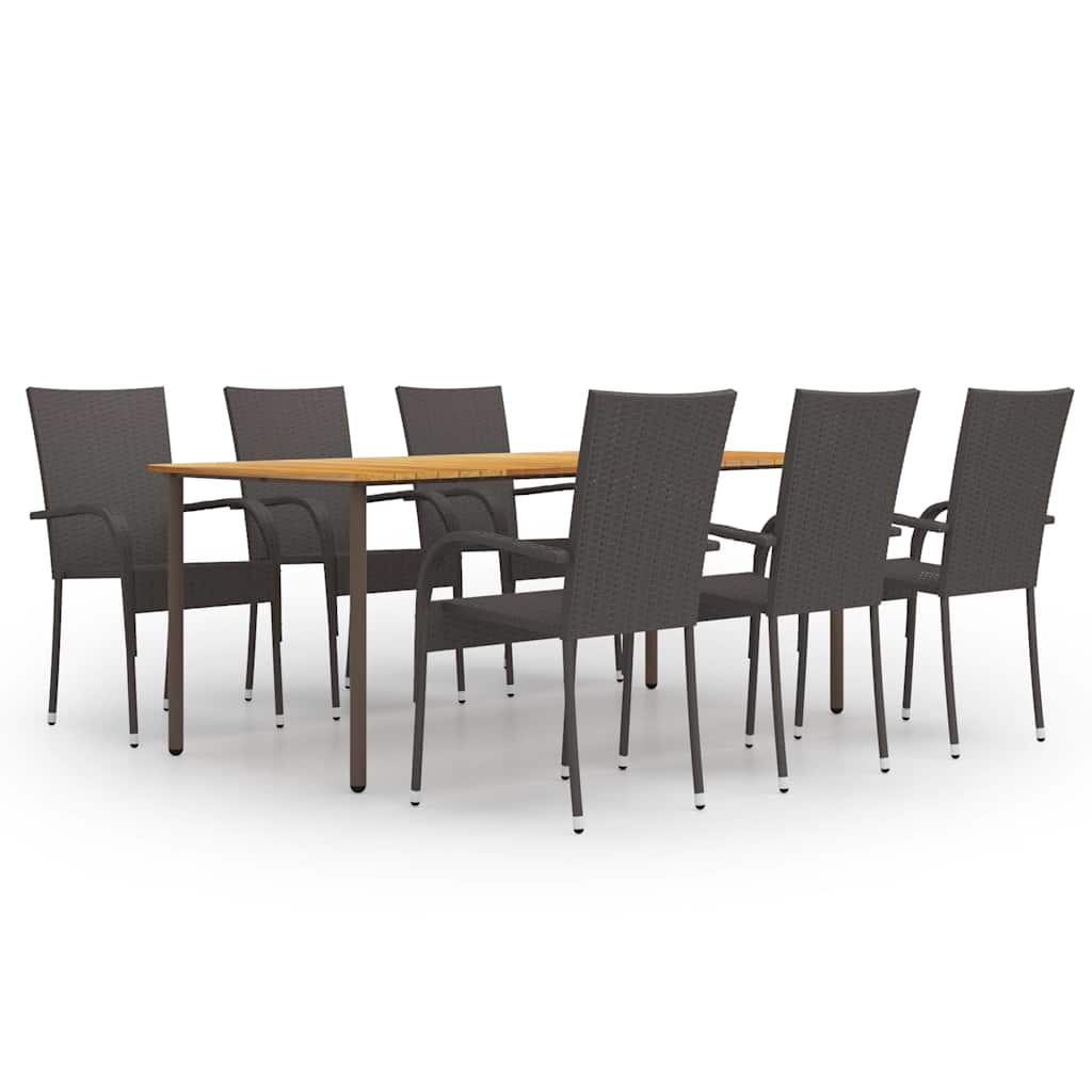 vidaXL 7-Piece Garden Dining Set Poly Rattan Brown