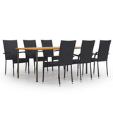 vidaXL 7-Piece Garden Dining Set Poly Rattan Brown