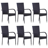 vidaXL 7-Piece Garden Dining Set Poly Rattan Brown