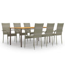 vidaXL 7-Piece Garden Dining Set Poly Rattan Brown