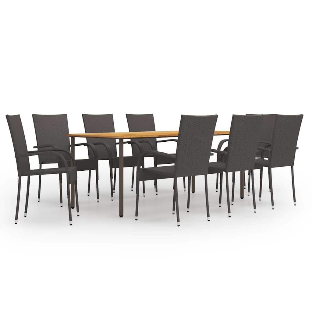 vidaXL 7-Piece Garden Dining Set Poly Rattan Brown