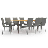 vidaXL 7-Piece Garden Dining Set Poly Rattan Brown