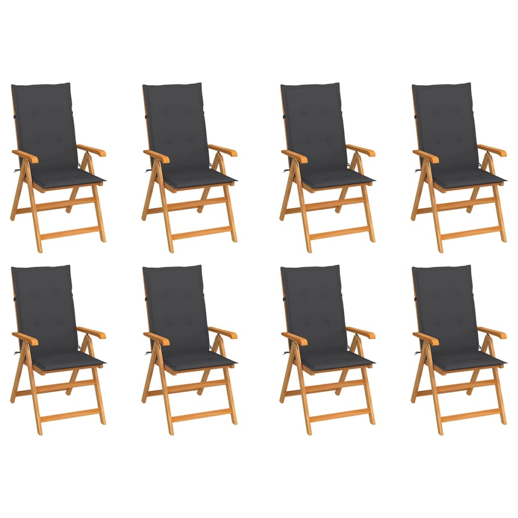 vidaXL Tuinstoelen 2 st met antracietkleurige kussens massief teakhout