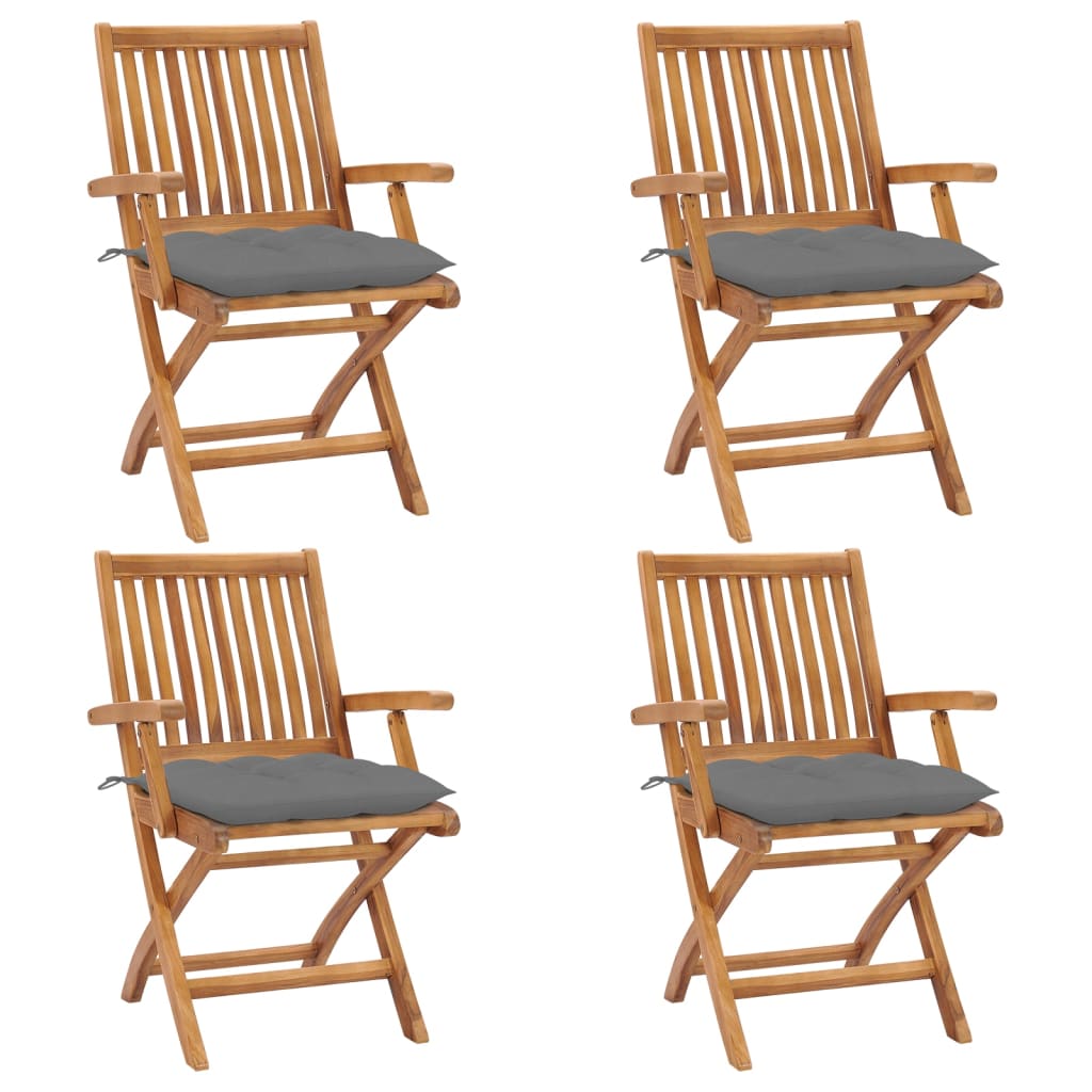 vidaXL Tuinstoelen 2 st met antracietkleurige kussens massief teakhout