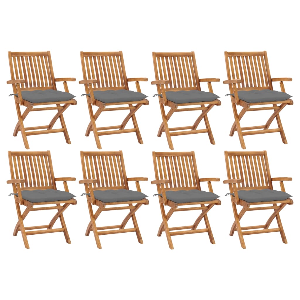vidaXL Tuinstoelen 2 st met antracietkleurige kussens massief teakhout
