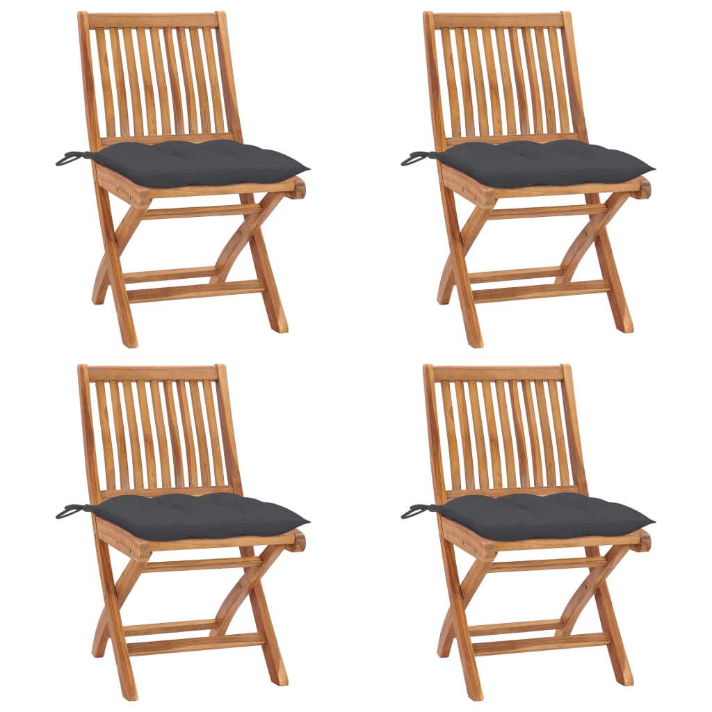 vidaXL Tuinstoelen 2 st met antracietkleurige kussens massief teakhout
