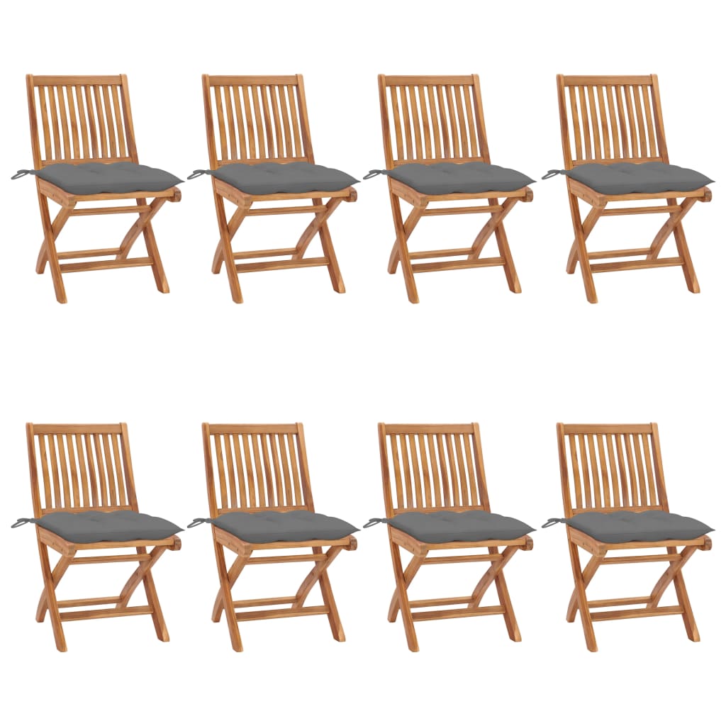 vidaXL Tuinstoelen 2 st met antracietkleurige kussens massief teakhout