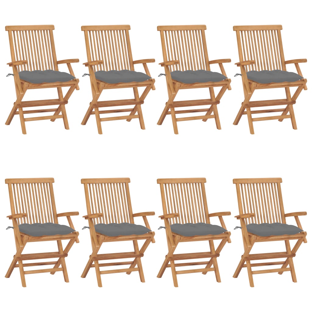 vidaXL Garden Chairs 2 pcs with Anthracite Cushions Solid Teakwood