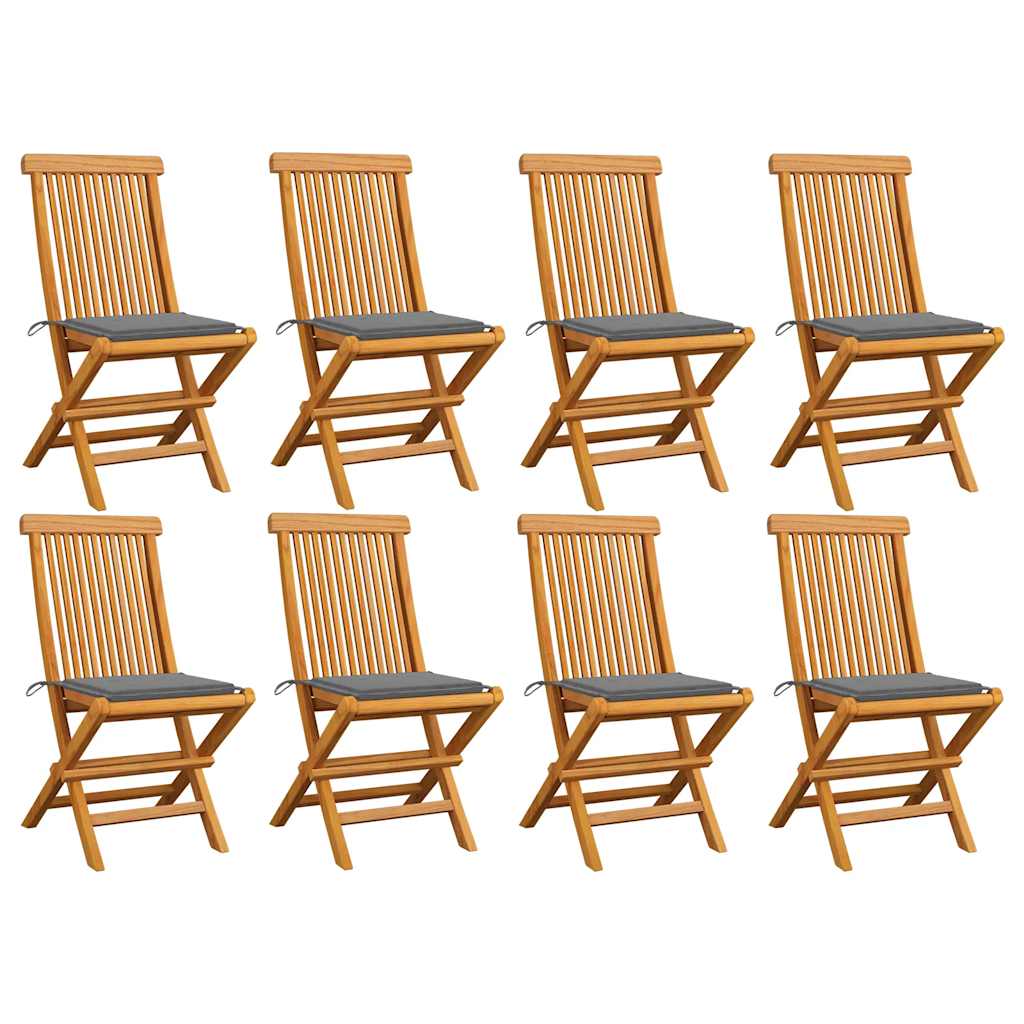 vidaXL Tuinstoelen 2 st met antracietkleurige kussens massief teakhout