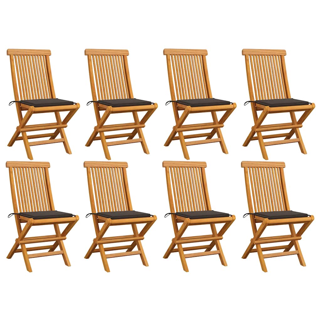 vidaXL Tuinstoelen 2 st met antracietkleurige kussens massief teakhout