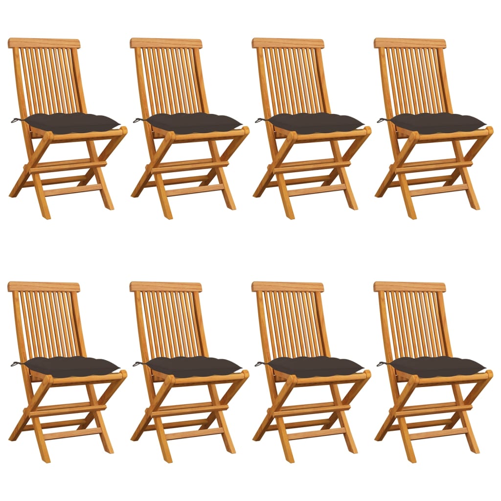 vidaXL Garden Chairs 2 pcs with Anthracite Cushions Solid Teakwood